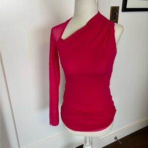 Fuzzi pink mesh one shoulder shirt Sz S #1